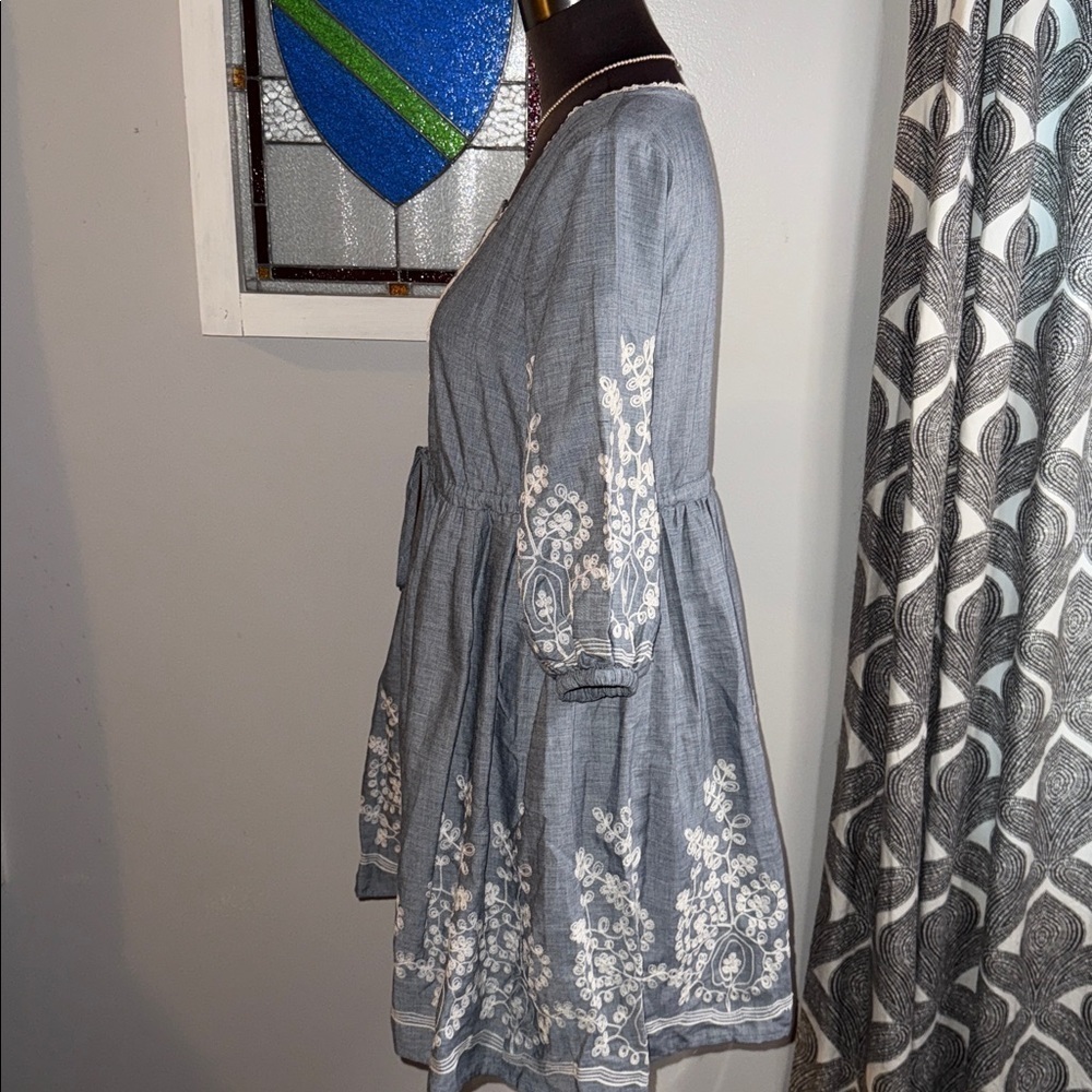 Artka Embroidered Cotton Mini Dress SZ Small - Picture 4 of 7